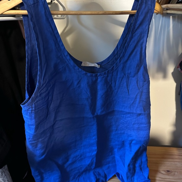 Everlane linen scoop neck top in mazarine blue, size 14 - Picture 2 of 5